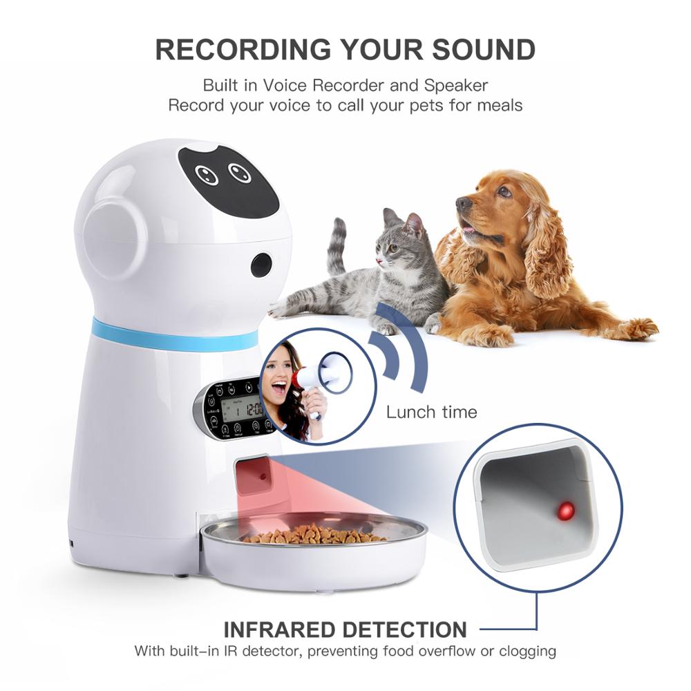 Automatic Pet Feeder  Bowl 3L Pet Food Dispenser Feeder Vending Machine Large   4 Meal Voice Recorder &Timer - Pet Feeder - EU Plug. 