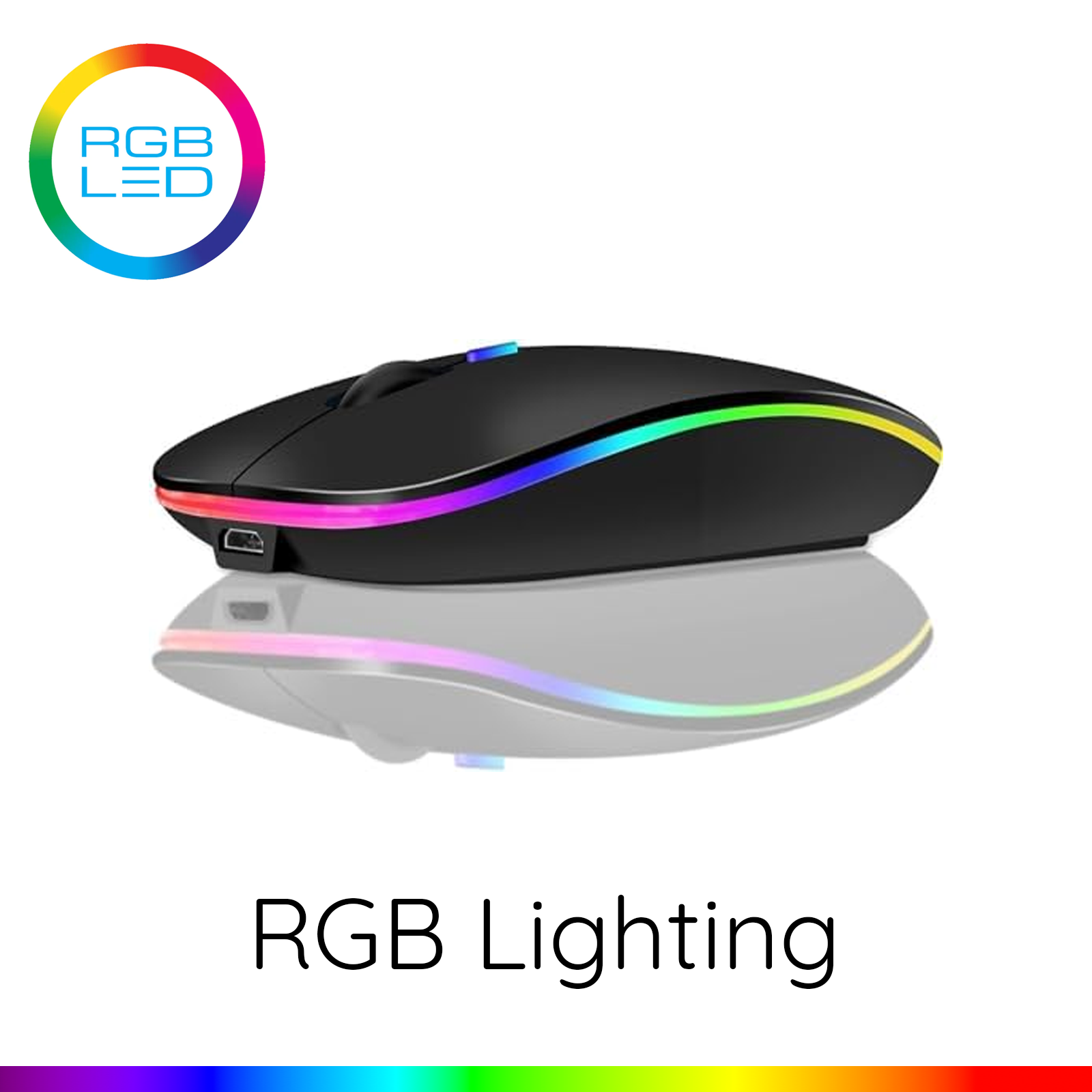Wireless Mouse M2 Dual Mode BLUETOOTH + WIRELESS Rechargeable RGB Backlit Lighting Mouse Slim Design Compact Size Portable. 