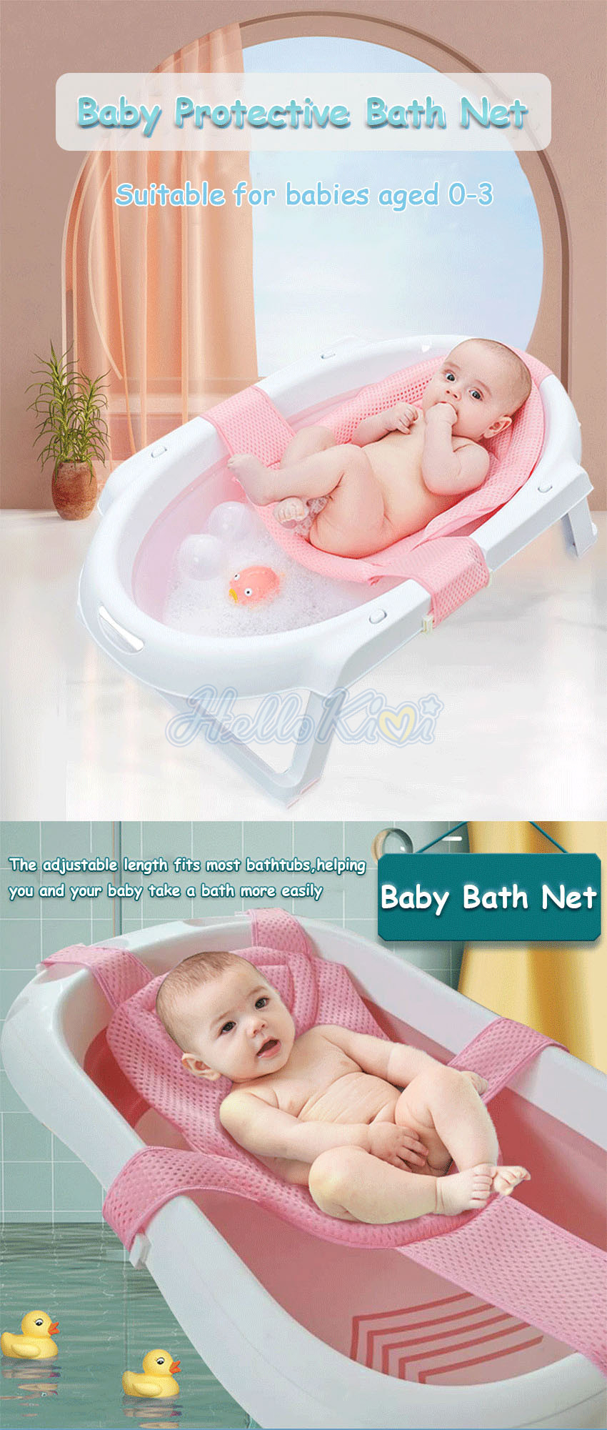 HelloKimi Baby Bath Net Bath Seats Foldable Bath Tub Pad