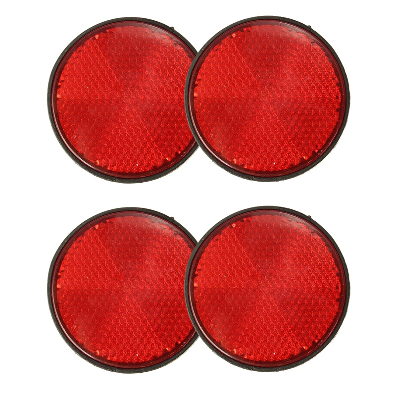 4pcs Round Red Reflector Universal For Motorcycle ATV 5.6 x 0.8cm