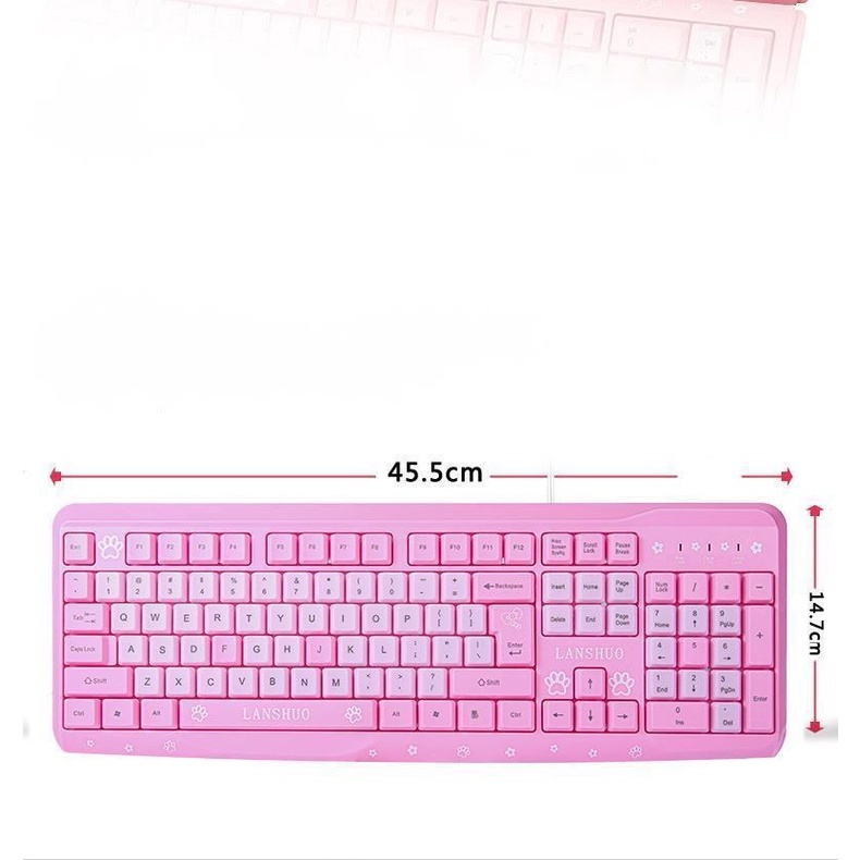Hello Kitty Cartoon Waterproof Keyboard and Mouse Set Combo Mute Pink Keyboard 104 Keys Computer Gaming Keyboard for PC Laptop Notebook. 