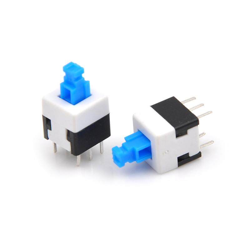 10pcs/Set Square 8x8mm 6 Pin Dpdt Mini Push Button Self-Locking Multimeter Switches. 
