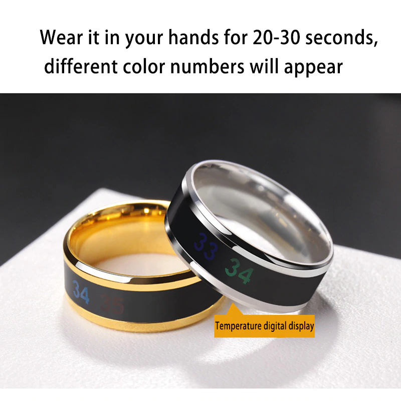 Temperature Ring Titanium Steel Mood Emotion Feeling Intelligent Temperature Sensitive Rings Waterproof Jewelry. 