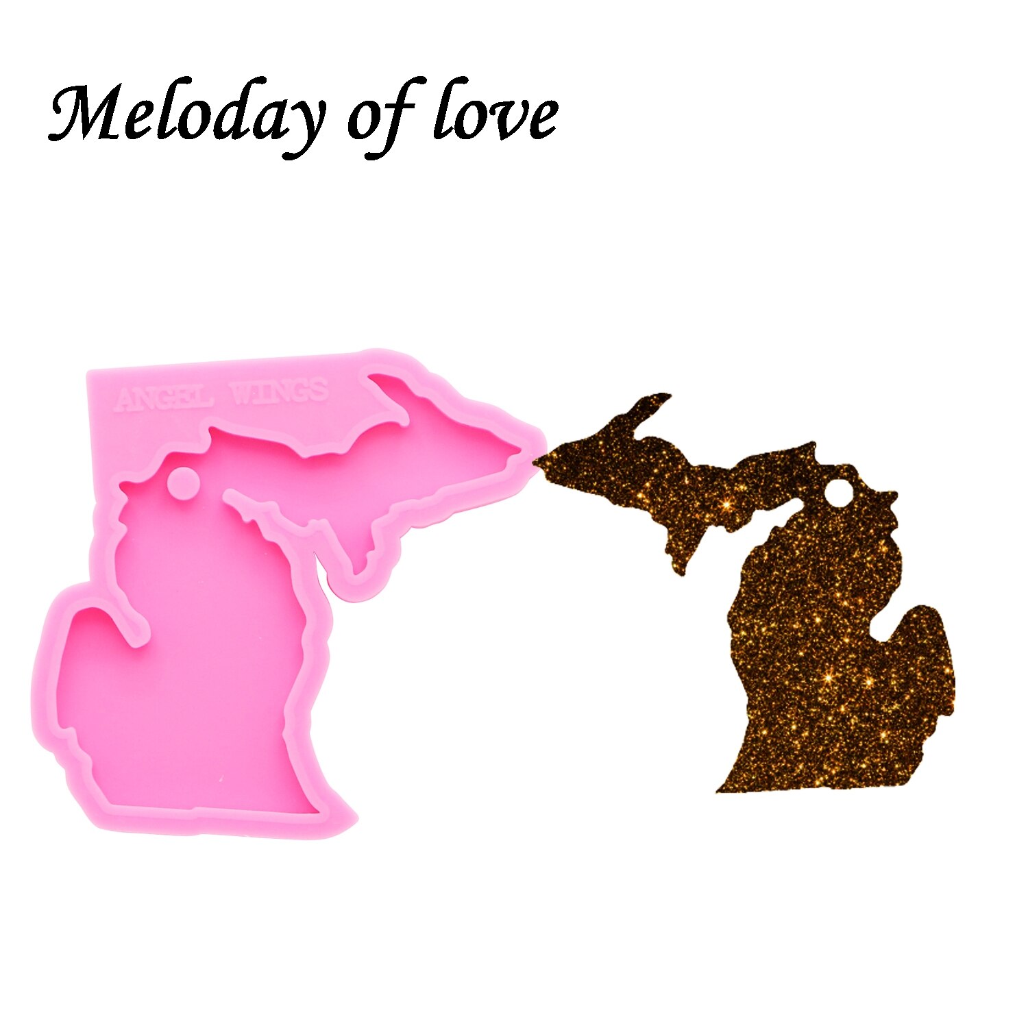 【happy one】Michigan tate map for keychains DIY epoxy model resin key keychains moulds silicone mold  DY0217. 