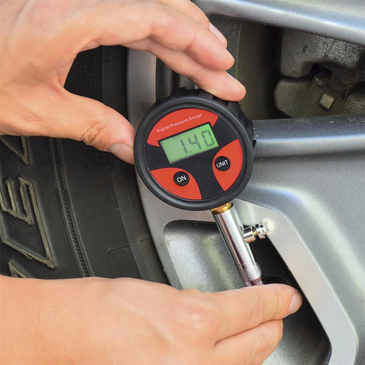 0~200PSI LCD Digital Tire Pressure Air Gauge with Tyre Valve and Caps Tire Pressure Measurement for Cars Trucks