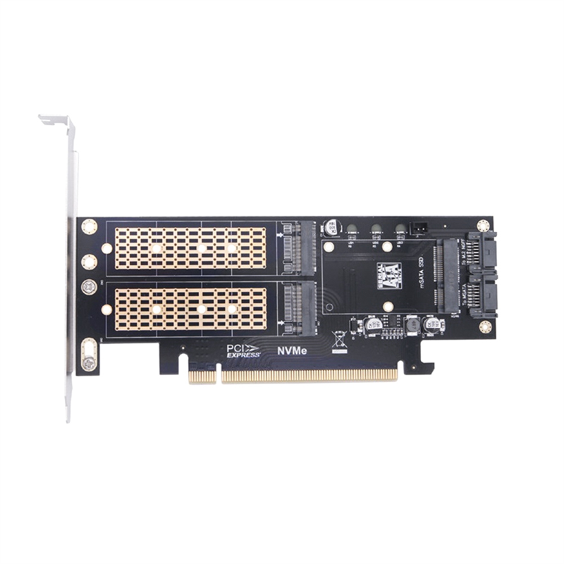 3 in 1 Desktop Computer Riser Card PCIE X16 to M.2 M Key NVME SSD M.2 B Key SATA SSD Adapter Card. 