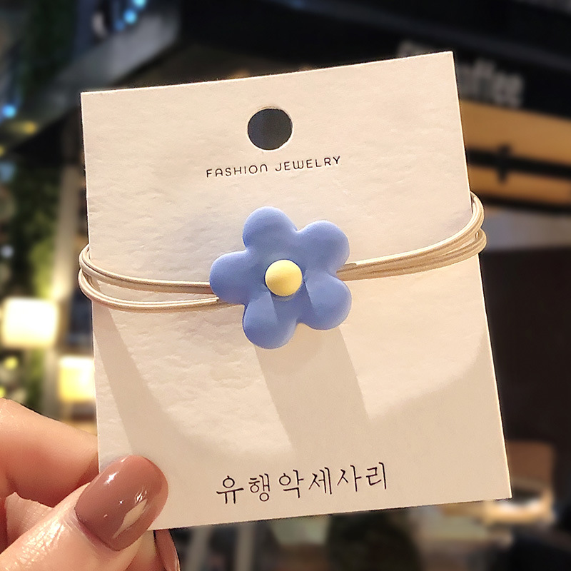 Korean HyunA hair rope hair band Internet celebrity girl cute color hair tie rubber band candy color flower headband hair accessories