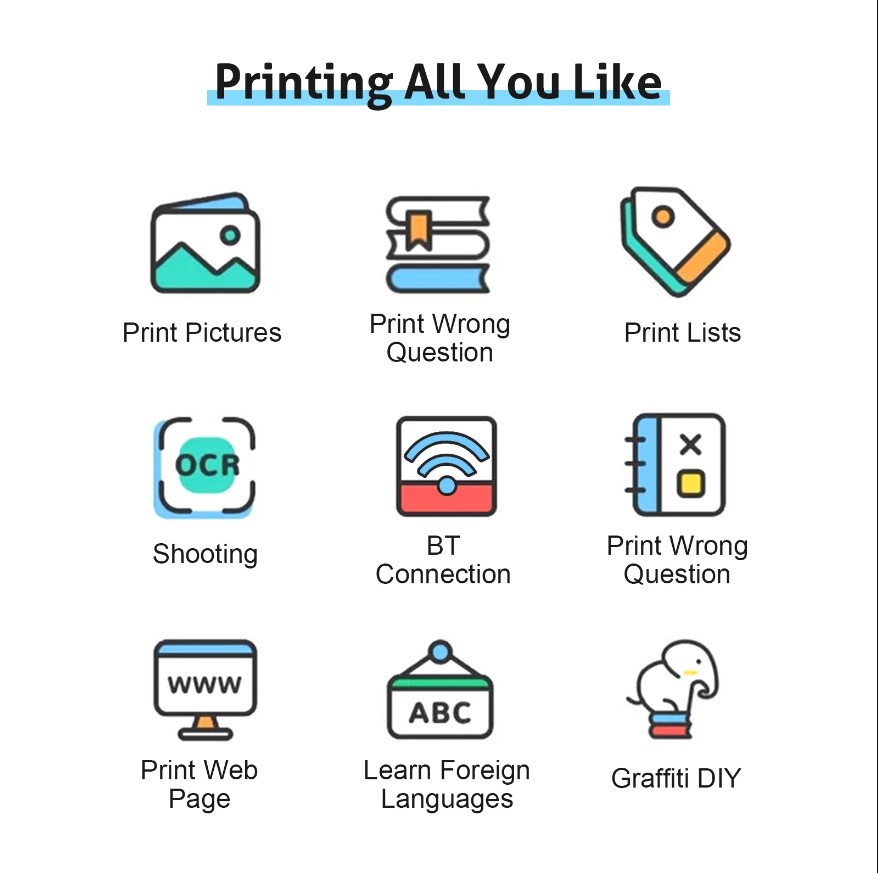 Mini printer Sadakalo Photo Printer Wireless Bluetooth Thermal Printer Photo Label Sticker Printer, C15. 