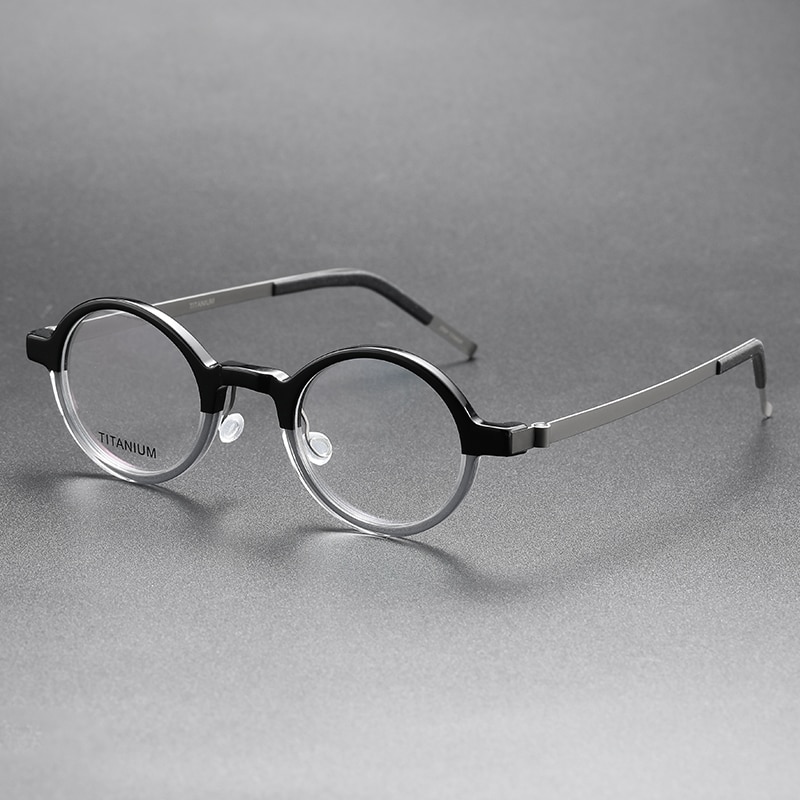 Denmark Brand Titanium Glasses Frame Men Women Retro Round Myopia Optical Eyewear Screwless Prescription Eyeglasses Frame 1810. 