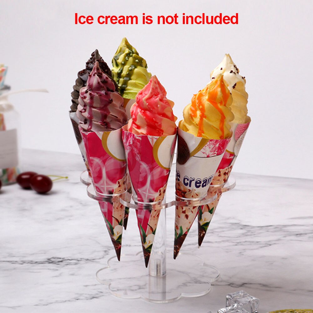 4 Holes Acrylic Ice Cream Cone Holder Tray Sushi Roll Display Stand Rack Sh667A. 