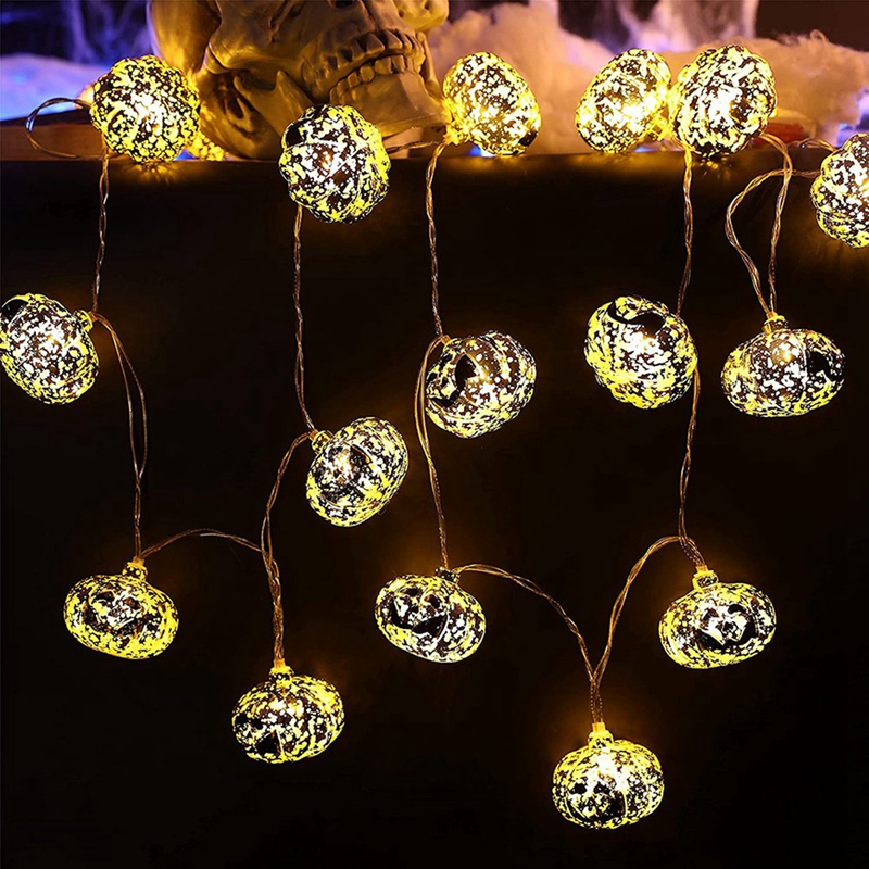 Halloween Lights,20 LED Pumpkin String Lights 9.8 Feet Halloween Decor,2 Modes Steady and Flickering Lights Halloween. 