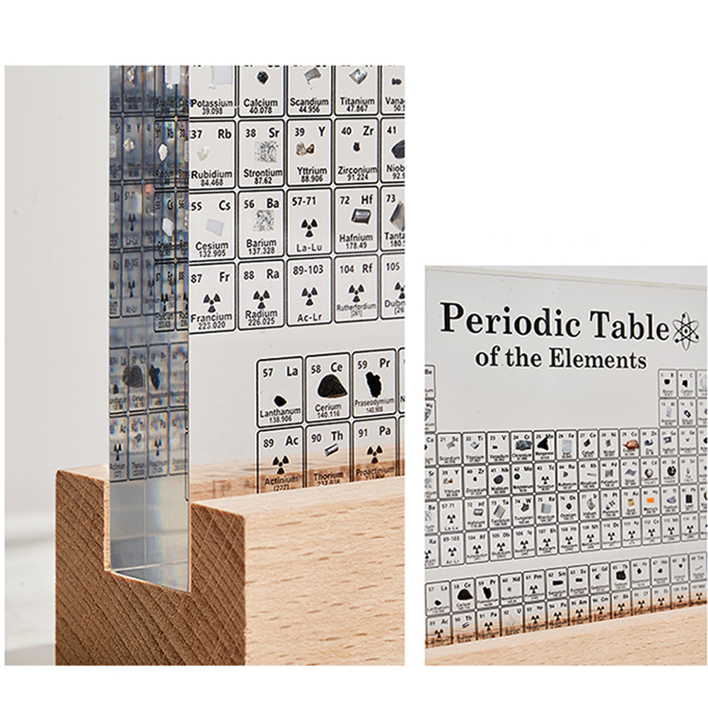 GC Periodic Table With Light, Acrylic Periodic Table Ornaments With 83 Kinds Of Real Elements And Wooden Stand, Home Decor For Science Lovers Students Gifts. 