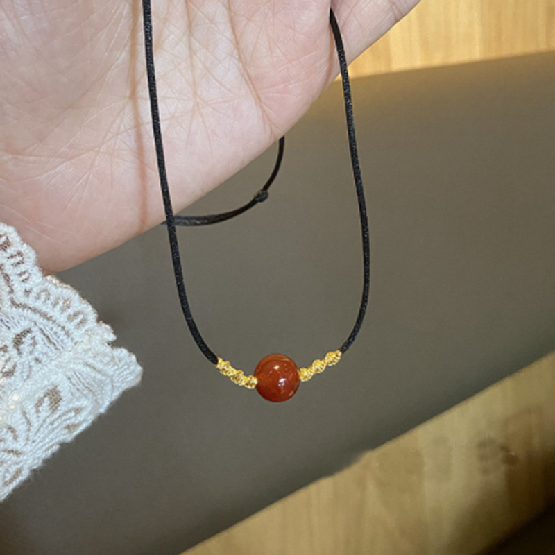 Douyin's same style red agate necklace acacia red bean braided hand rope bracelet Xiaohongshu recommends couples to give to their girlfriends