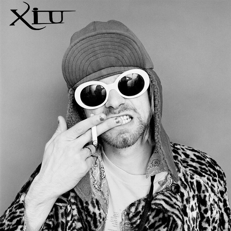 【happy one】Red w blackXIU Vintage Rock Kurt Cobain Sunglasses Women Men Eyewear UV400 Sun Glasses For Women Shades Oculos. 