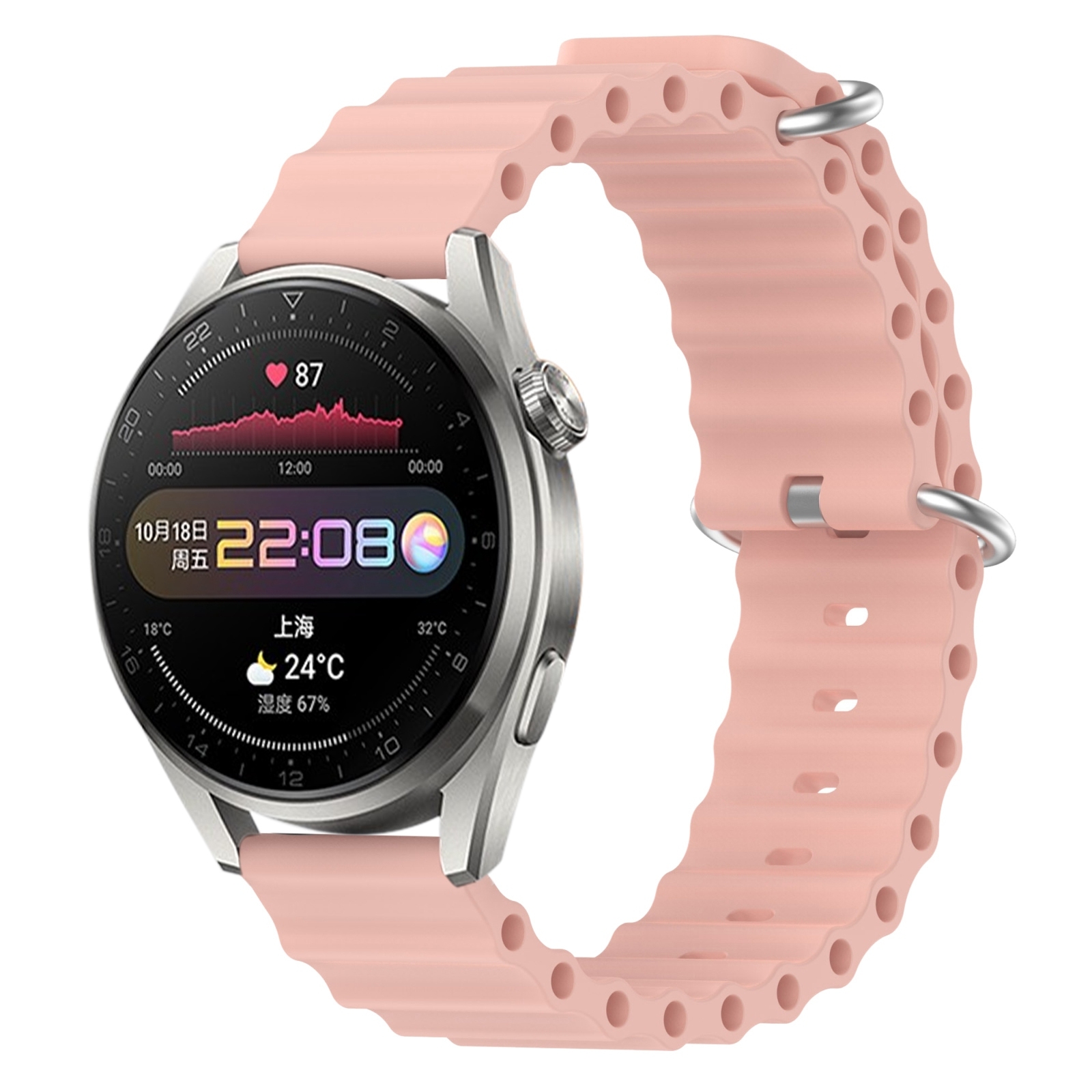 (COD)For Huawei Watch 3 Pro 22mm Ocean Style Silicone Solid Color Watch Band