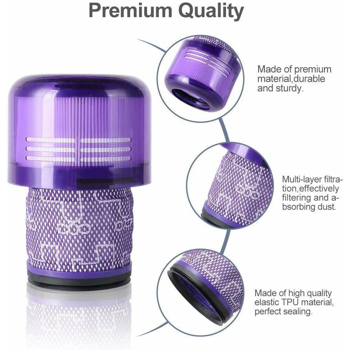 4 Pack Replacement Filter for V11 SV14 Animal Plus Absolute Vacuum Cleaner With Cleaning Brush