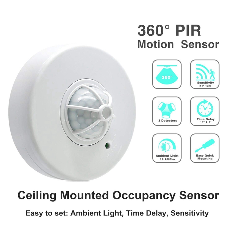 3-12M 360 Degree Ceiling Occupancy Sensor Motion Sensor Light Switch High Sensitive PIR Motion Sensor Switch. 