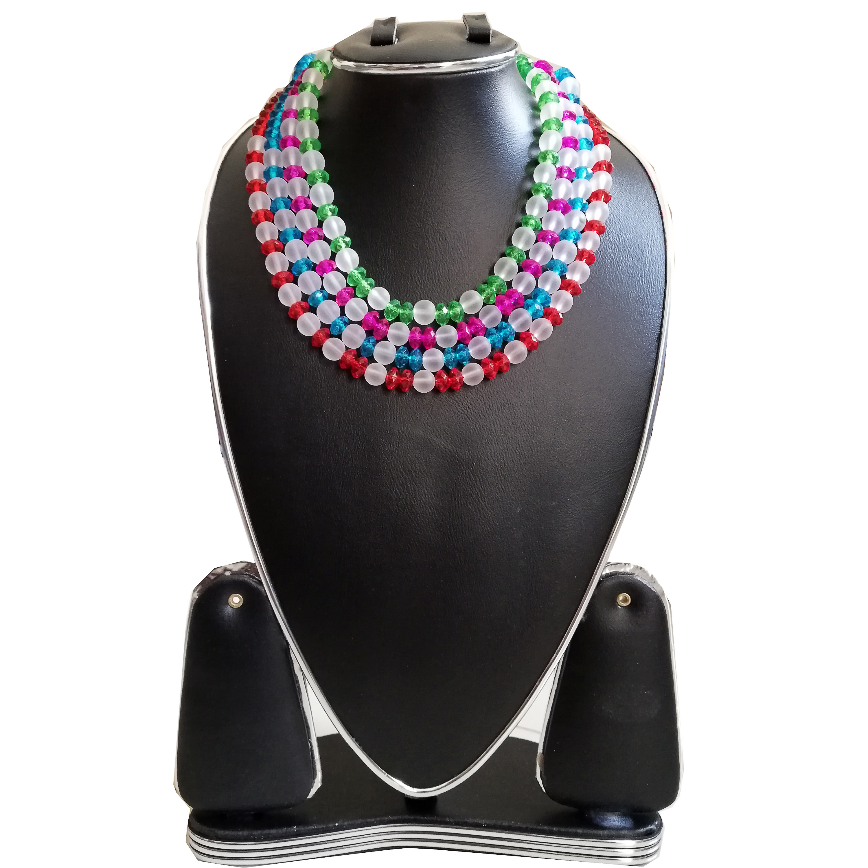 Multi color Plastic pearl necklace for women, 4 pcs (4 different color in one package). 