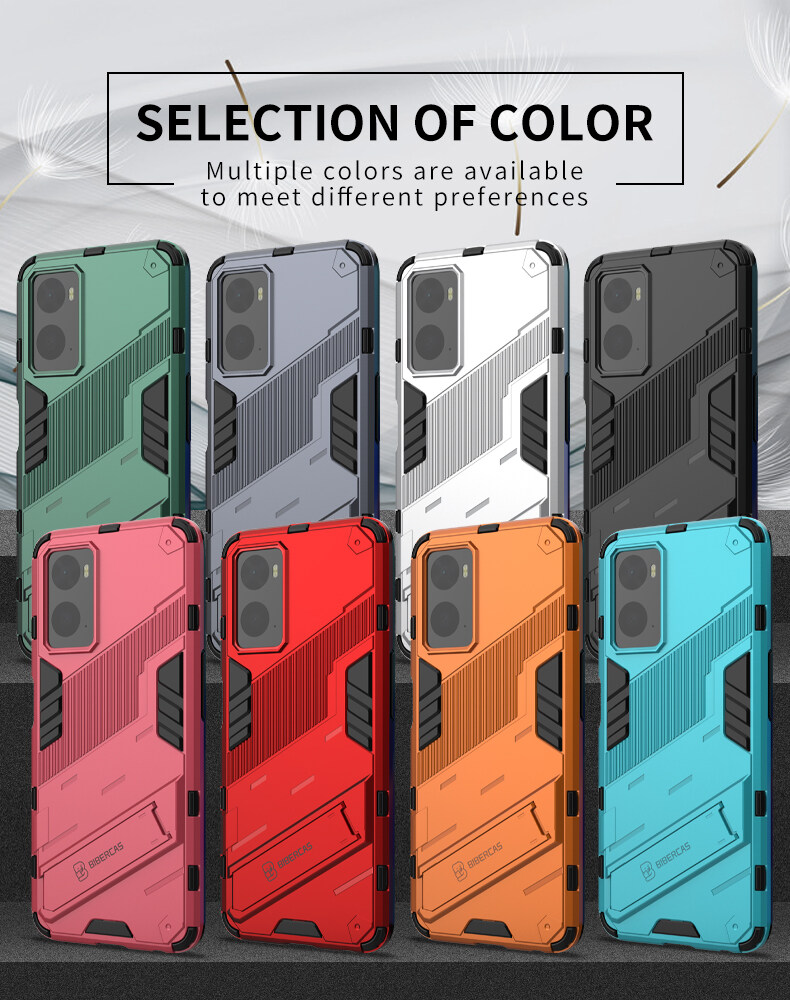 Lenuo Punk-Casing For Oppo K10 4G / A36 / A76 4G / A96 4G / Realme 9i Back Cover Eight-Color Anti-Fall And Anti-Slip Phone Bracket Lens Protection Cover Lovers Case. 