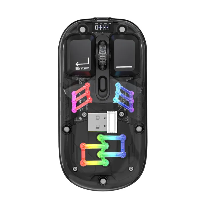 T200 Wireless Mouse 1600 DPI 2.4G Wireless Connection Mice High Precision Transparent Mouse RGB Rechargeable Mice. 
