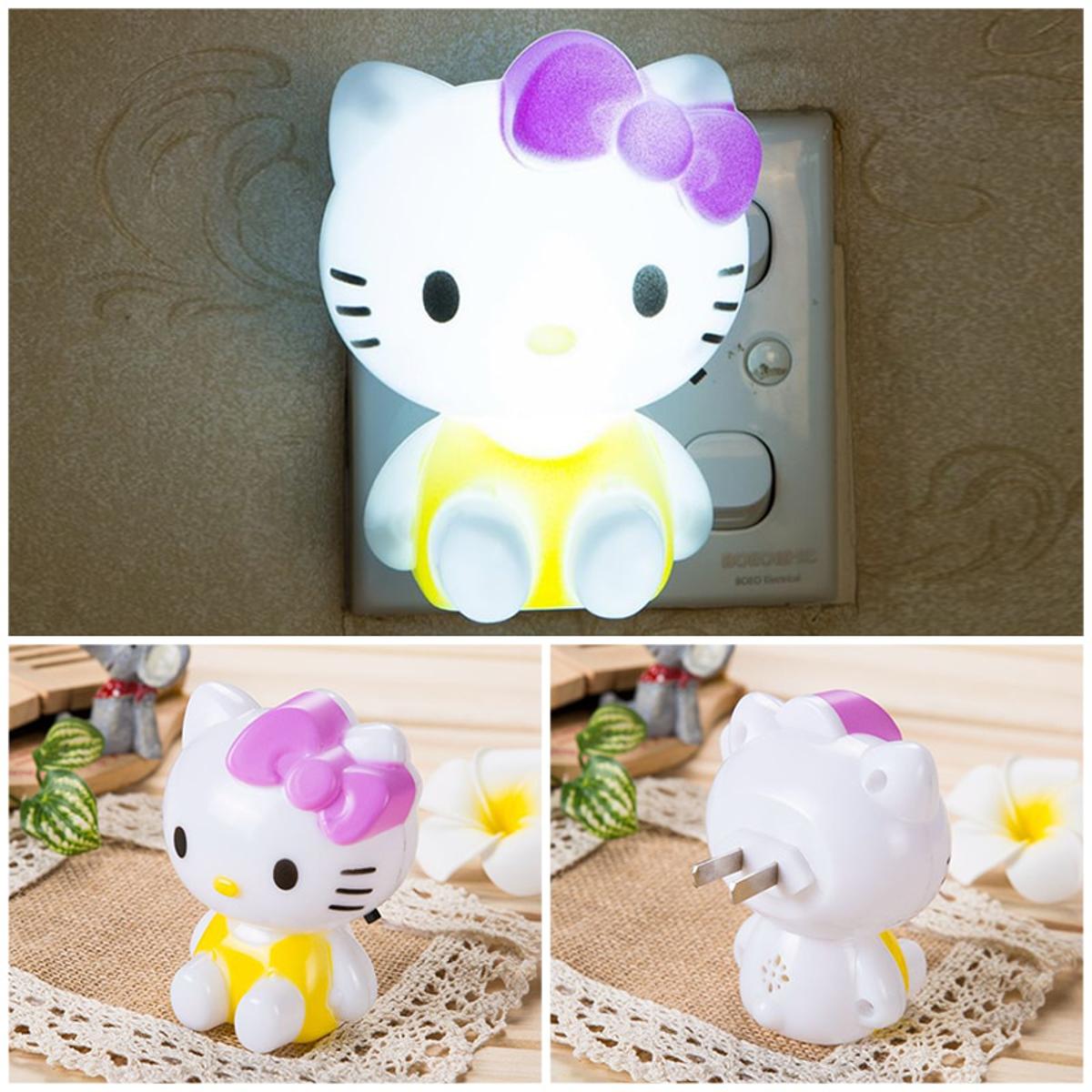 Hello Kitty LED Night Light AC220V Cartoon Night Lamp With US Plug Gifts For Kid/Baby/Children Bedroom Bedside Lamp