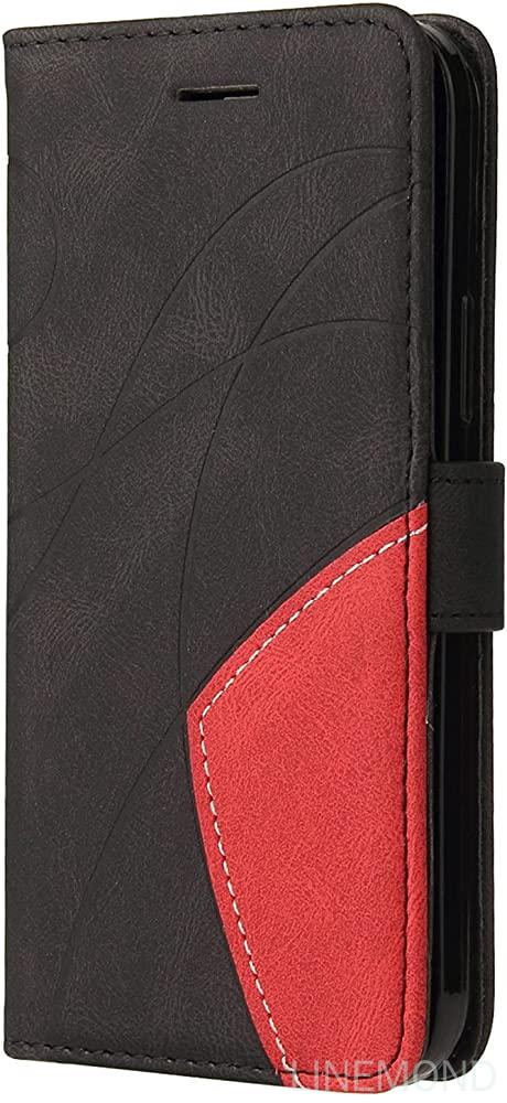 Wallet Case for Motorola Edge 20 Lite, Splicing Matching PU Leather Flip Case with Kickstand for Moto Edge 20 Lite, Red. 