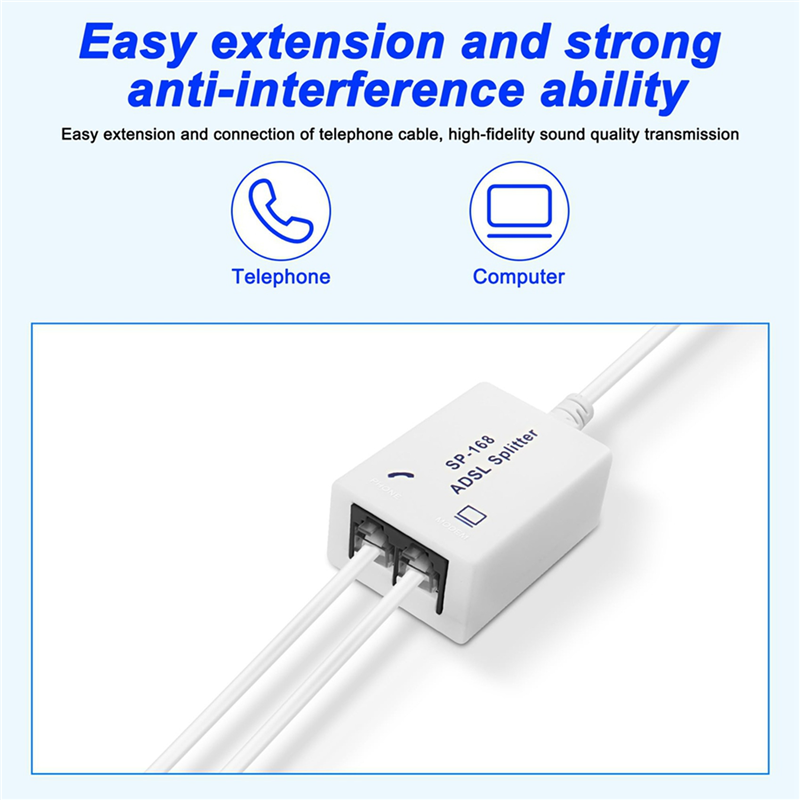 6Pcs DSL Filter Splitter ADSL Splitter for Phone Line Male to 2 Female ...