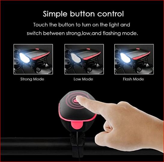 Rechargeable Bike Horn And Light 140 DB with Super Bright 250 Lumen Light 3 Modes. 