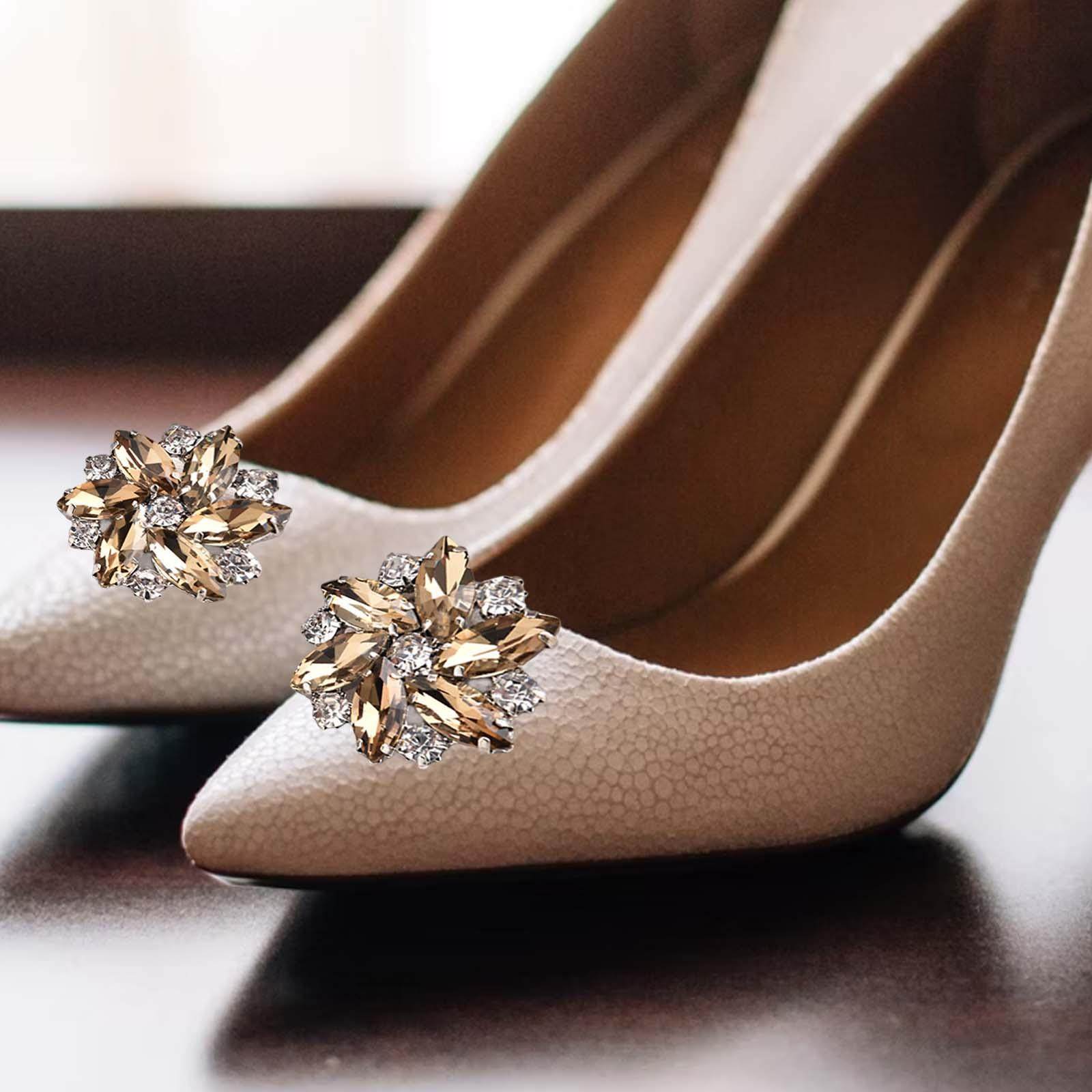 Elegant Design Rhinestone Shoe Clips，Fashion Shoe Decoration Buckle Accessories for Wedding Party Rhinestone Shoe Accessories Clips Silver 