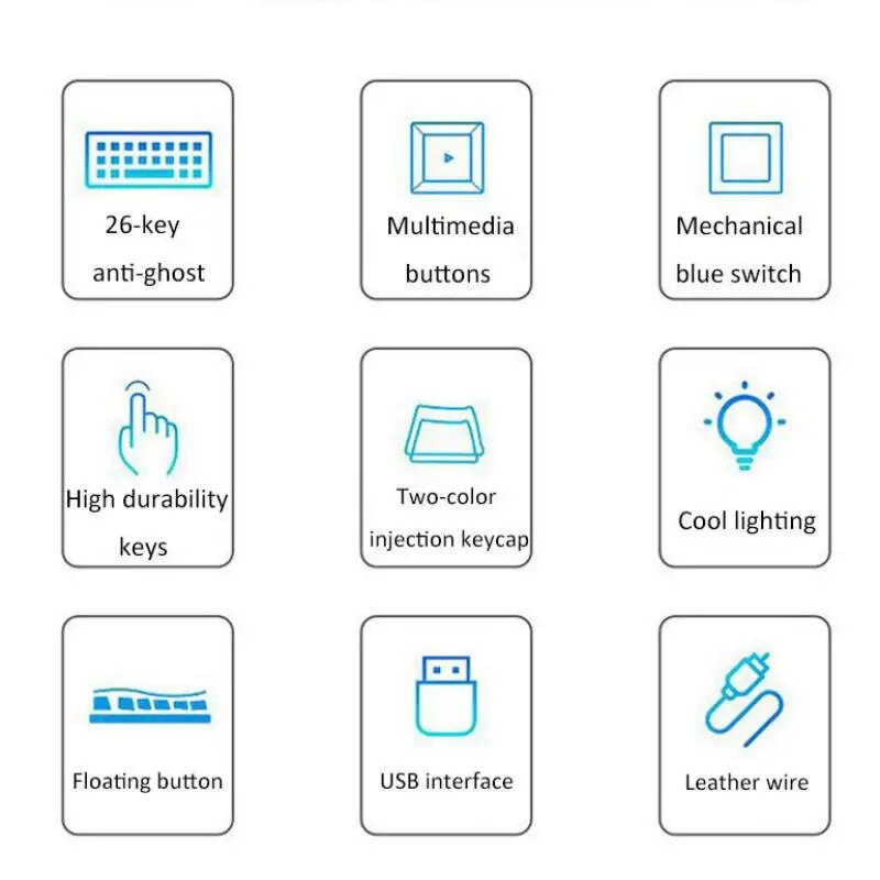 KLW Gaming Mechanical Keyboard 87 keys Game Anti-ghosting Blue Switch Color with Backlight Wired Keyboard For ProGamer Laptop PC.