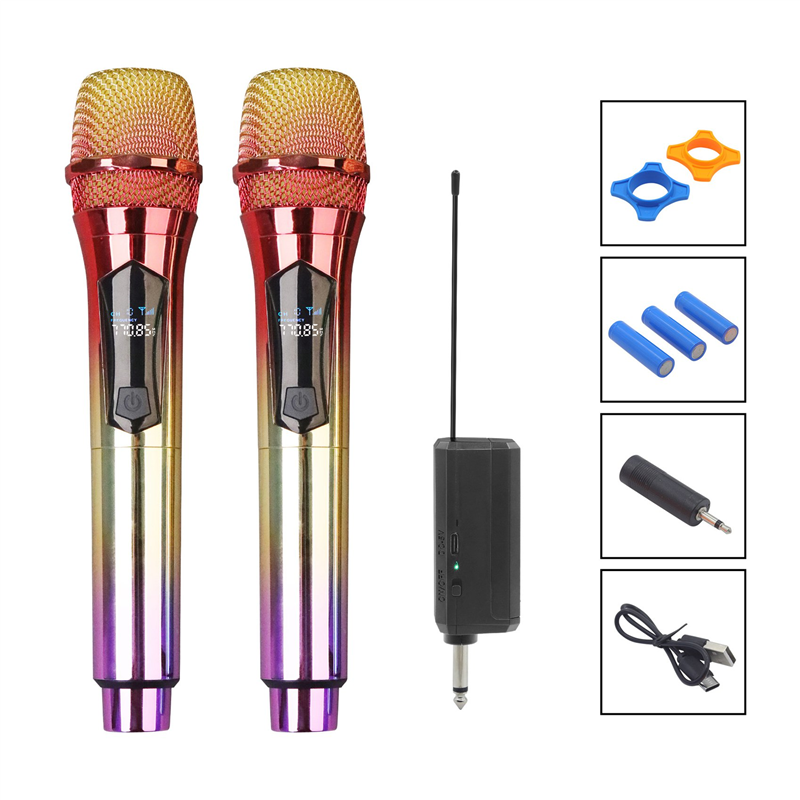 Wireless Microphone, Handheld Dynamic Microphone Wireless Mic System Set with Rechargeable Receiver C Easy to Use. 