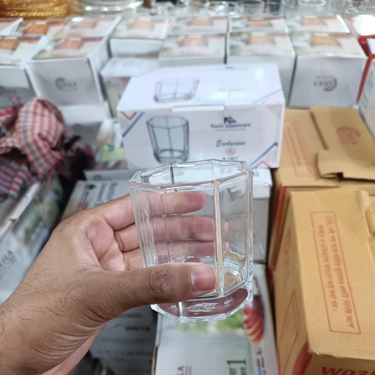 New China Quality kacher  8 Corner Water Glass Set - Drink In Style 6-Piece Set Of Non-Reactive - Transparent Glassware - 200ml-New 146. 