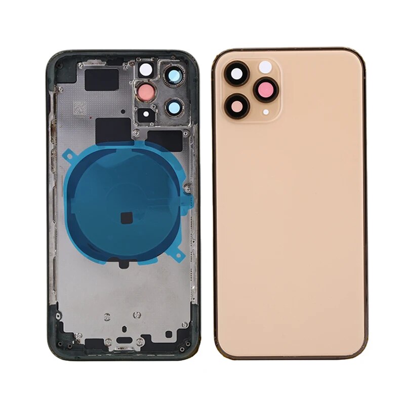 Back Housing For iPhone 11 Pro Max Back Battery Door Glass with Middle Chassis Frame SIM Tray Side Key Parts. 