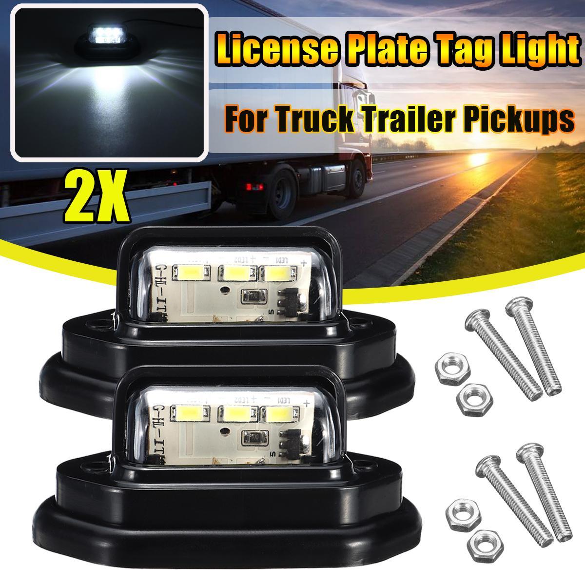 2x White Universal LED License Plate Light Lamp Car Van Trailer Trucks 12V