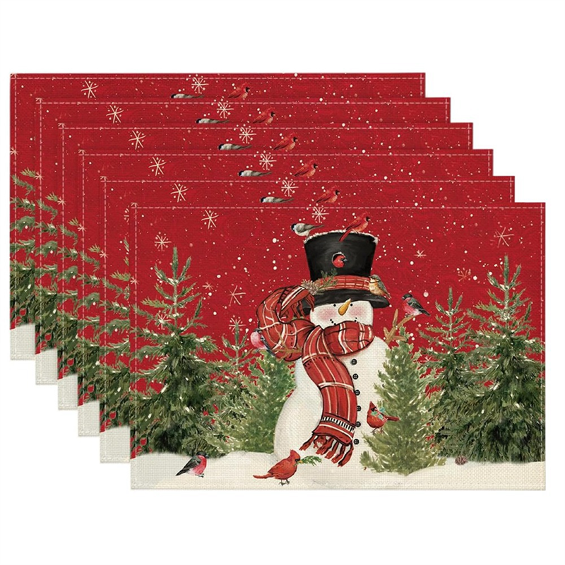 Christmas Placemats Christmas Holiday Table Mats Set 12X18 Inch Seasonal Christmas Holiday Table Mats Washable Table Mats Set of 6