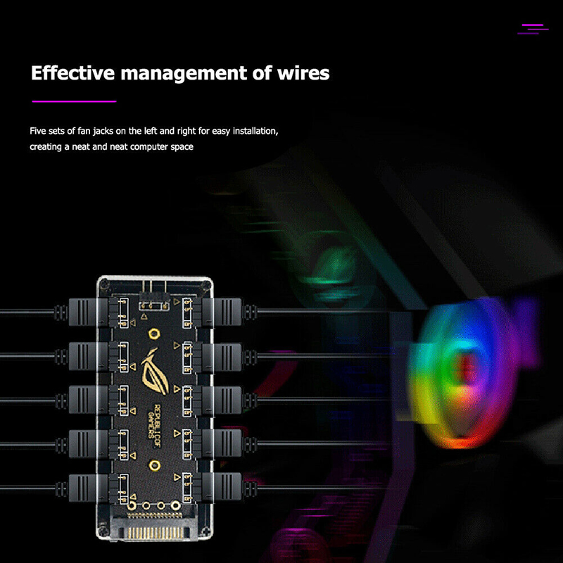 5V 3-pin RGB 10 Hub Splitter SATA Power 3pin ARGB Adapter Extension Cable. 