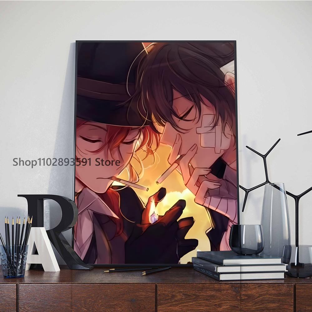 Chuuya And Dazai Anime Poster Canvas Wall Art - 12x18 Inch Modern Home Decor For Bedroom & Office