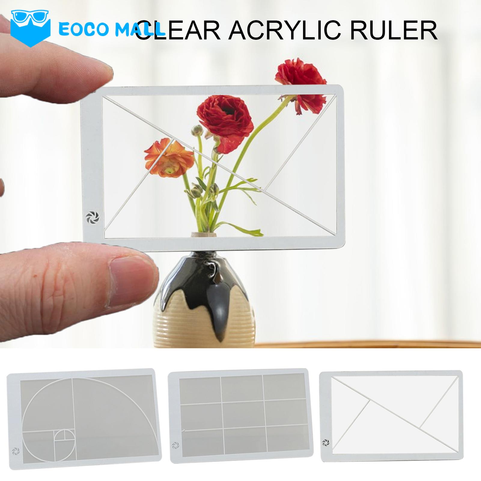 EOCO MALL Credit Card Sized Viewfinder Golden Ratio Viewfinder Ruler for Photography Drawing Portable Fibonacci Rule of Thirds Composition Tool for Artists Clear Acrylic Card Positioning Tool 3pcs Set Acrylic. 