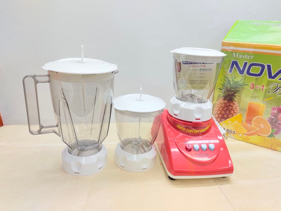 Nova Big Jar Blender 3 IN 1 With 1 Year Motor Guarante. 350 Watt Nova Electric Blender Plus Mixer Grinder 3 in 1. Heavy Duty Juicer Blenders 1.5 Litter. CD:P300.. 