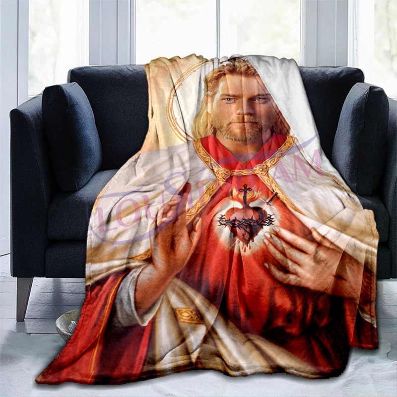 【2023NEW】Newest Space Jesus Print Obi-Wan Kenobi Blanket Warm Plush Cozy Home Throw Blanket for Beding Comfortable Couch Lightweight