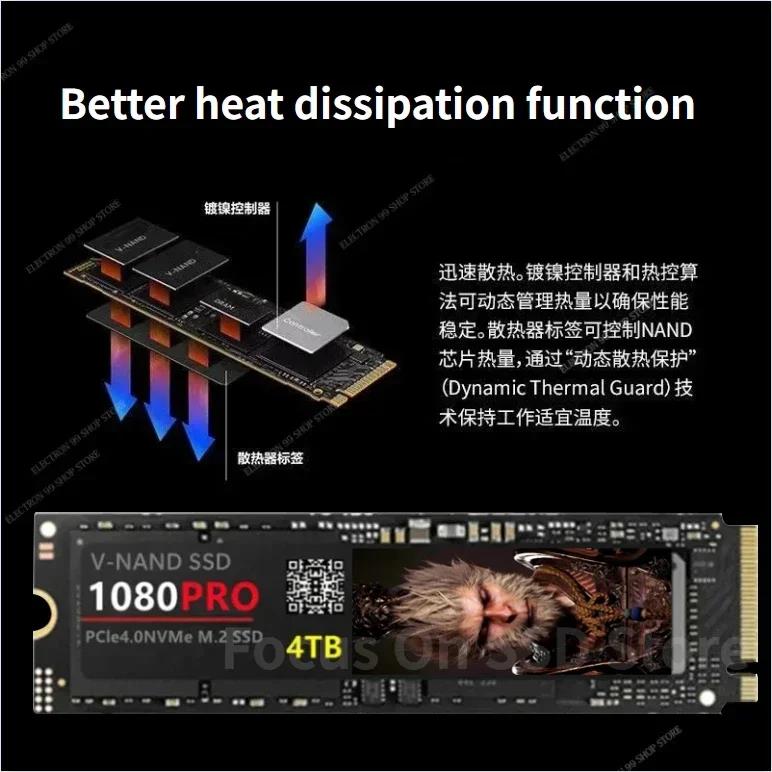 1080pro SSD 8tb NVMe M2 SSD 1TB 2TB 4TB M2 SSD PCIe 4.0x4 M.2 2280 Hard Disk Solid State Drive for Laptop PS5 Desktop 12000mbps. 