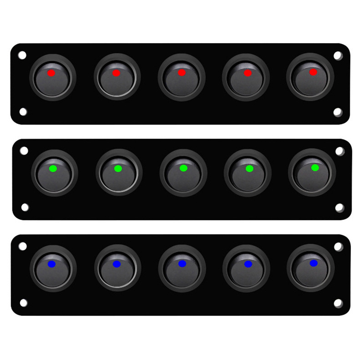 Waterproof 5 Gang Accessories Round Dash Rocker Toggle Switch Panel for RV Ship Yacht Marine Car Marine Ship Red. 