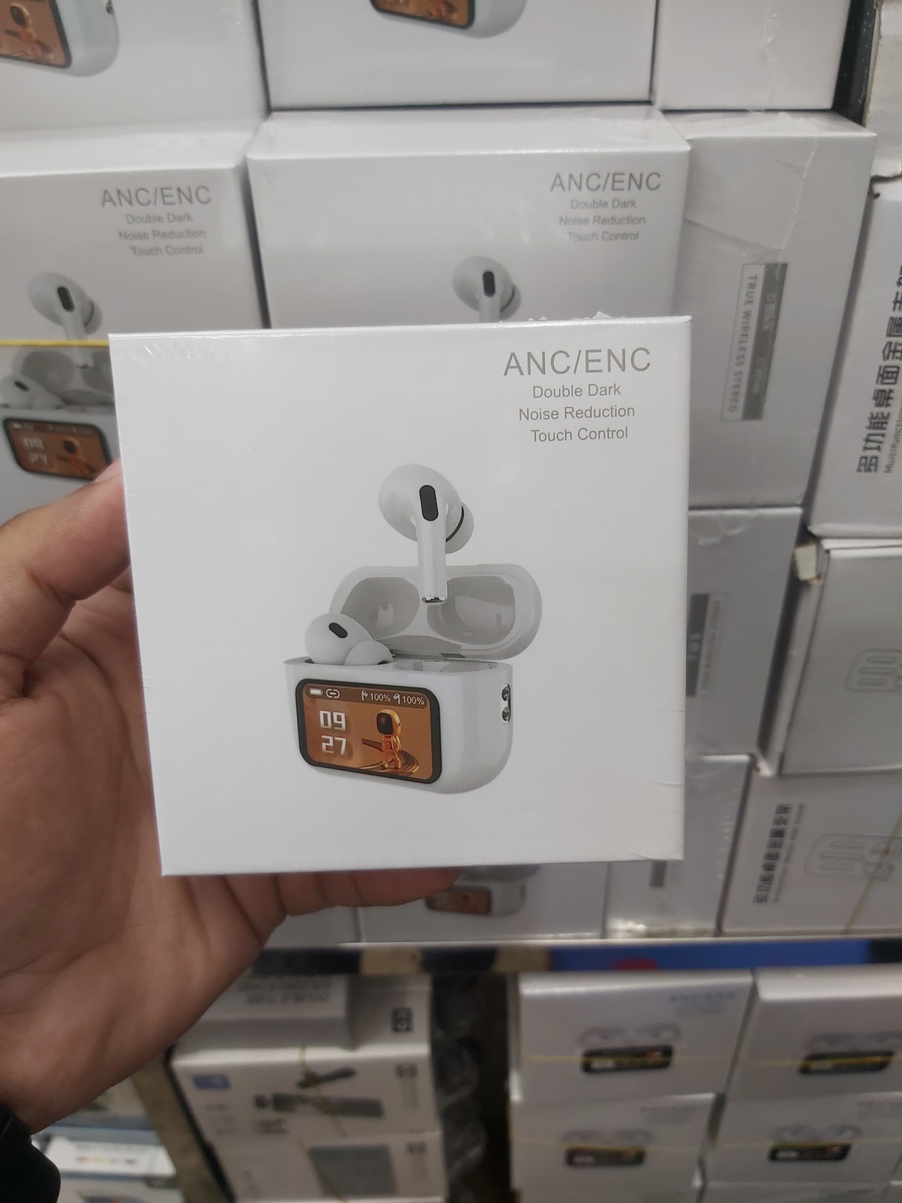 App Version A9 Pro Touch Screen Display Airpods with ANC ENC TWS Earbuds iOS and Android App Supported Airpods Fere Fit App. 