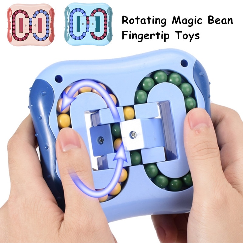 【happy one】Rotating Magic Beans Cube Tip Toys Creative Stress Relief Spin Bead Puzzles Early Intelligence Game. 