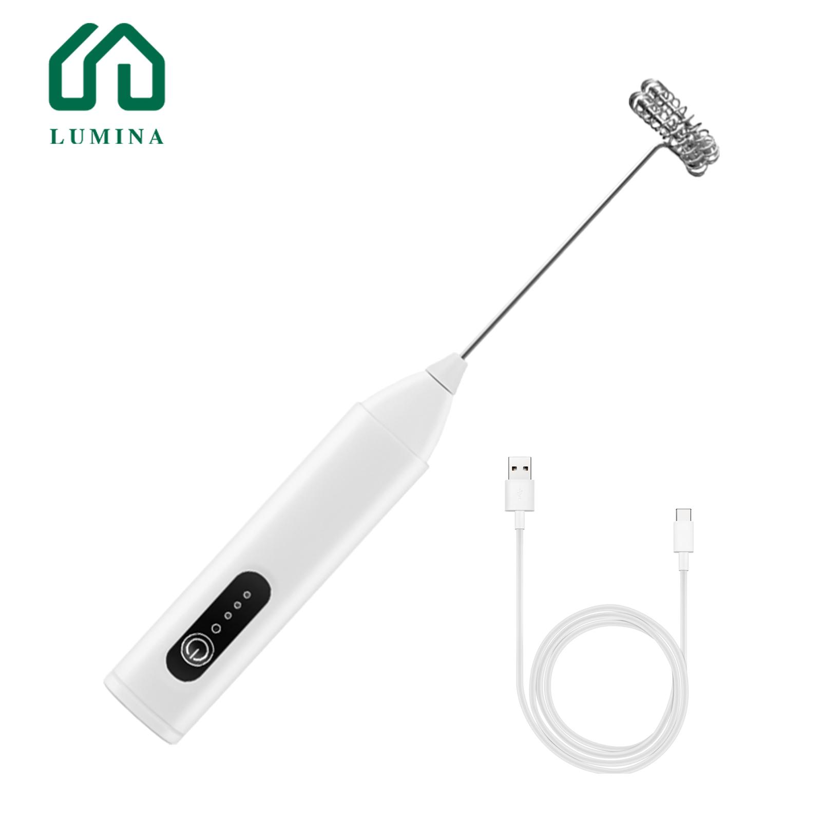 Lumina Hand-held Milk Frother Portable Type C Rechargeable Milk Frother Mixer 3-speed Whisk Wand for Matcha Latte Cappuccino Powerful Motor Noise-reducing Foam Mixer Ideal for Multi-use Frothing Tool