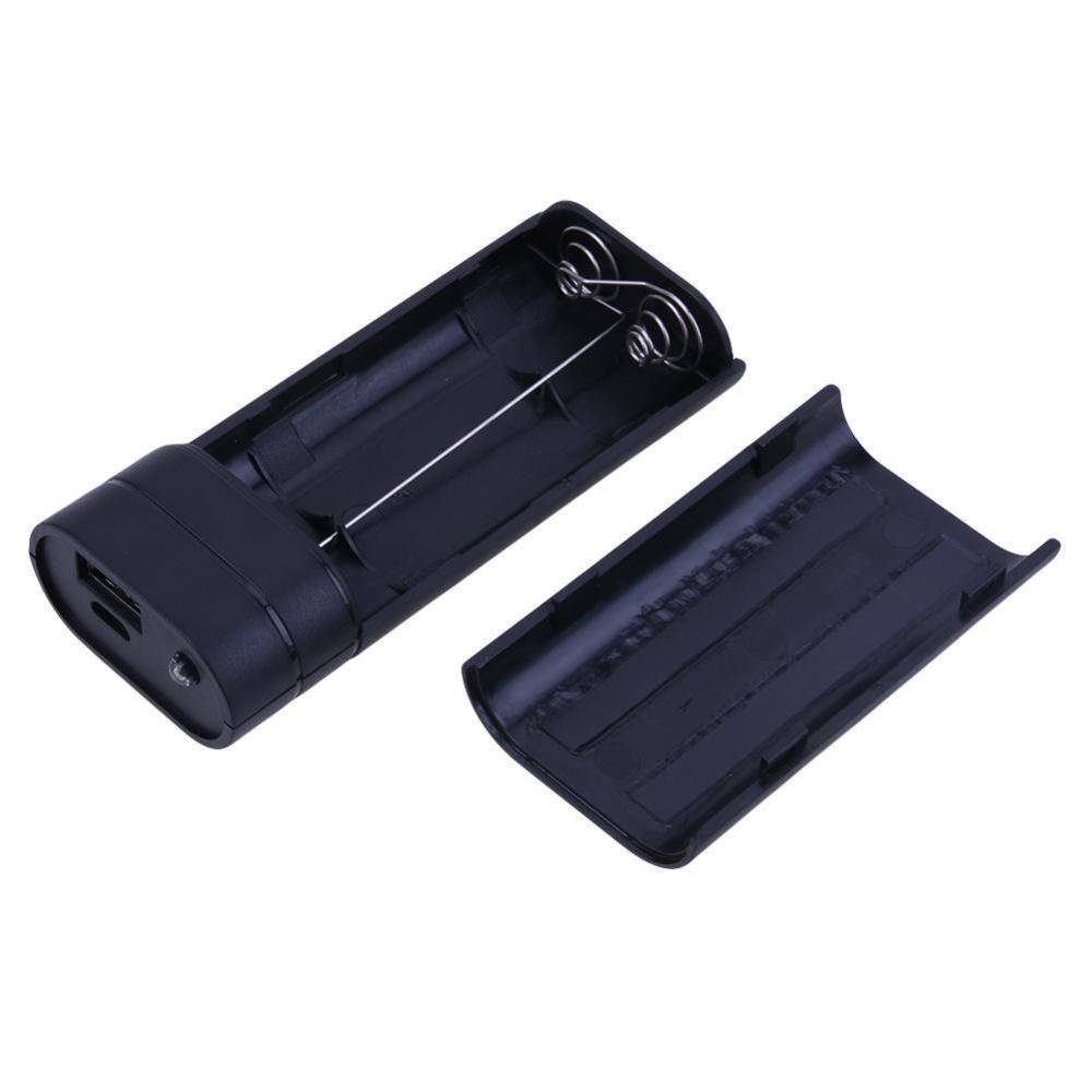 Mini Plastic Cased Removable 2 18650  DIY Box with LED Flashlight(Black) - intl. 