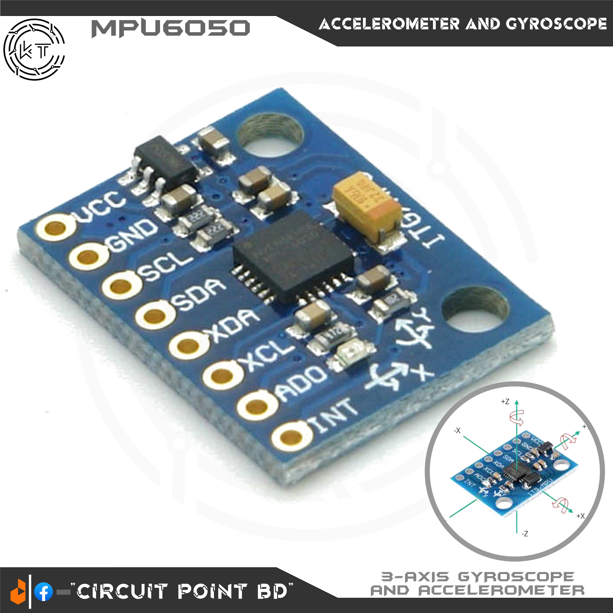 MPU6050 MPU-6050 3 Axis Gyro Sensors + 3 Axis Accelerometer Sensor Module GY521 for Electronics or DIY Project.