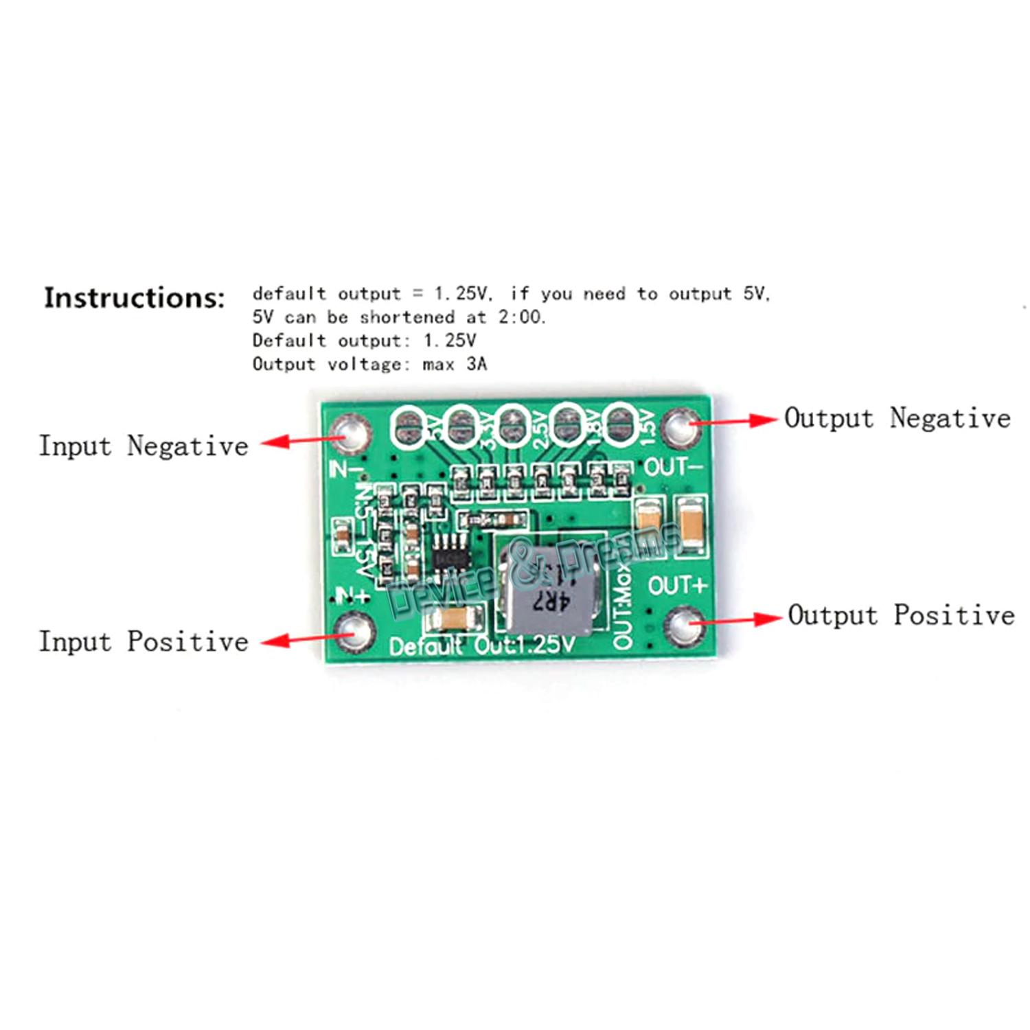 Step-Down Power Module 5V-16V to 1.5V 1.8V 2.5V 3.3V 5V Buck Voltage Converter 3A - Step-Down Module 5V-16V to Adjustable Voltages 3A. 