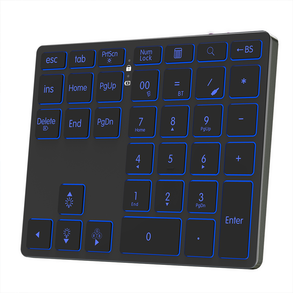 BOW 2.4G + Bluetooth Numeric Keypad Wireless Rechargeable Numpad Keyboard for iPad Laptop Wired Number Keyboard. 