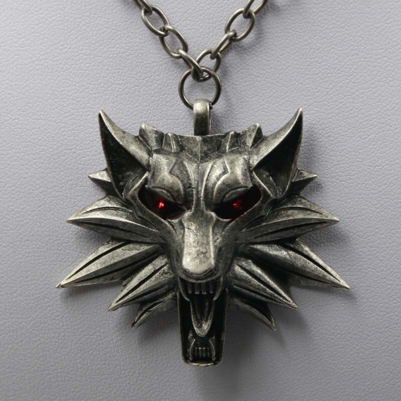 【DM bag factory Store】Wizard wolf head Medallion chains necklace wild tribe Book Series hunter games animal necklace NK0267. 